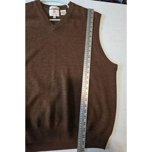 Viyella Patrick James Brown Merino Wool V-Neck Sweater Vest Size XL - Picture 6 of 6